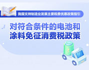 划重点！对符合条件的电池和涂料免征消费税政策